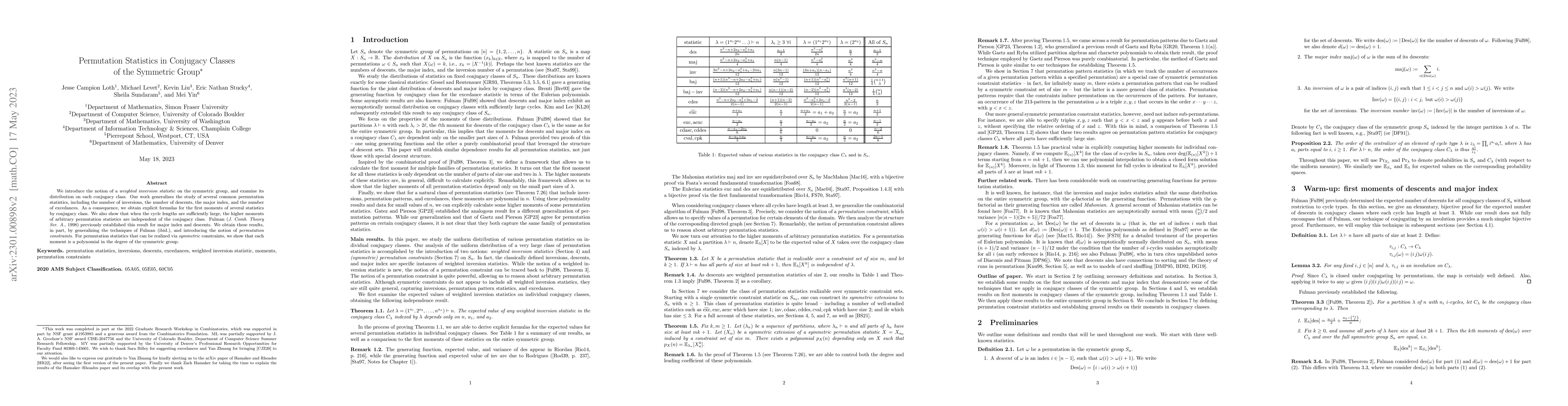 Thumbnail for Permutation Statistics in Conjugacy Classes of the Symmetric Group