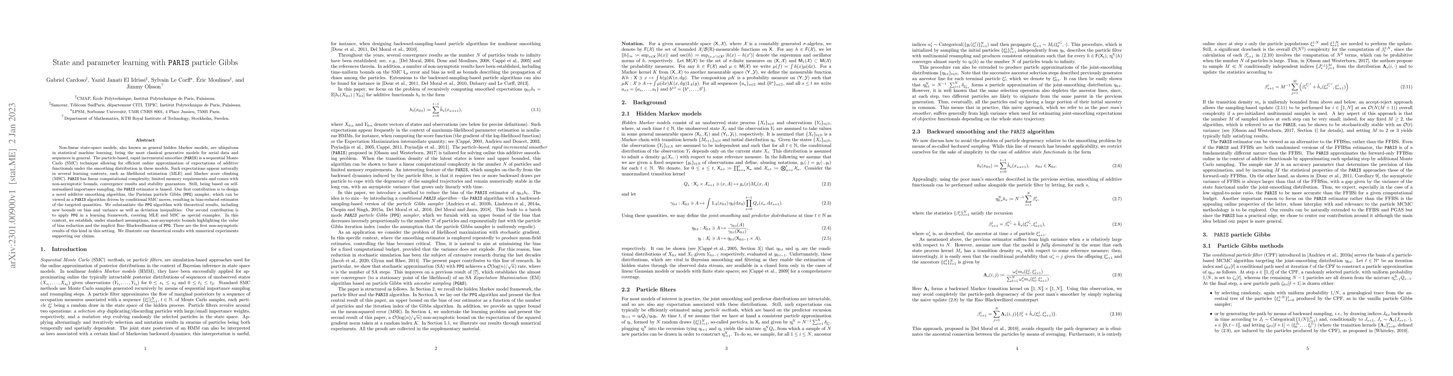 Thumbnail for State and parameter learning with PaRIS particle Gibbs