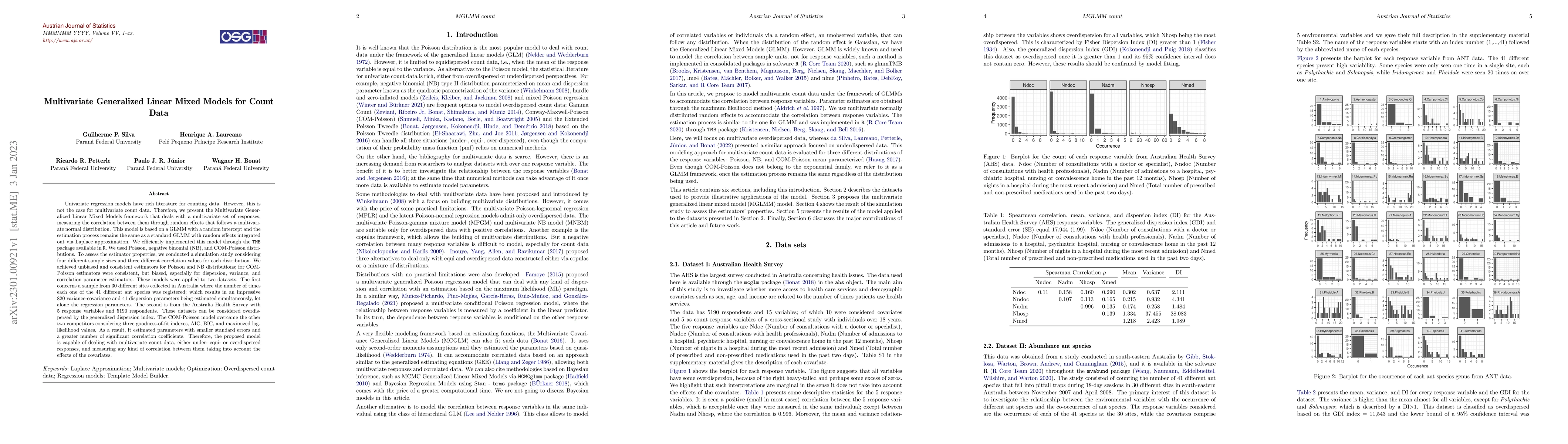 Thumbnail for Multivariate Generalized Linear Mixed Models for Count Data
