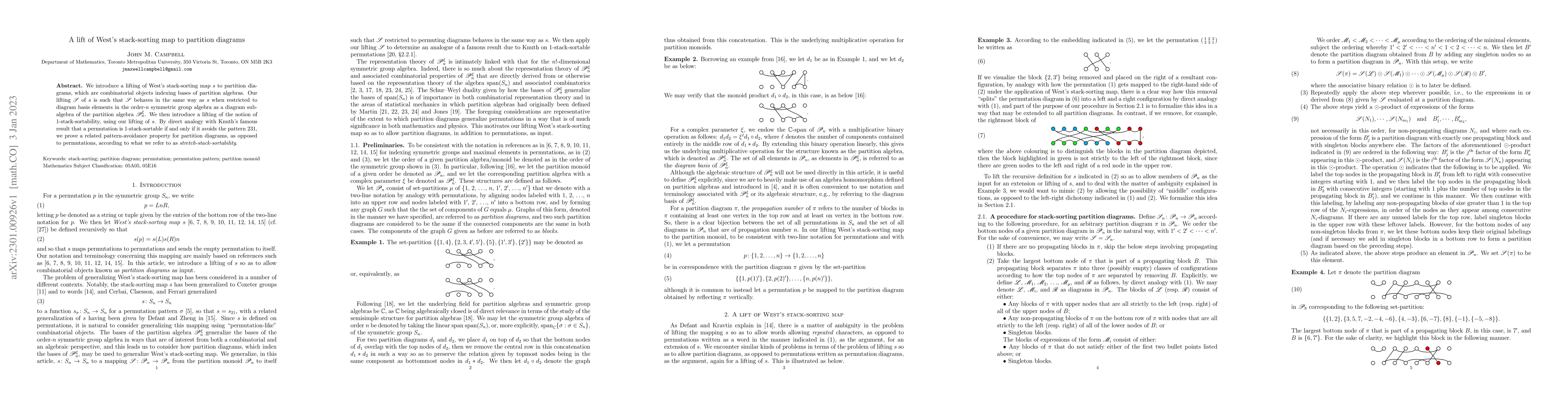 Thumbnail for A lift of West's stack-sorting map to partition diagrams