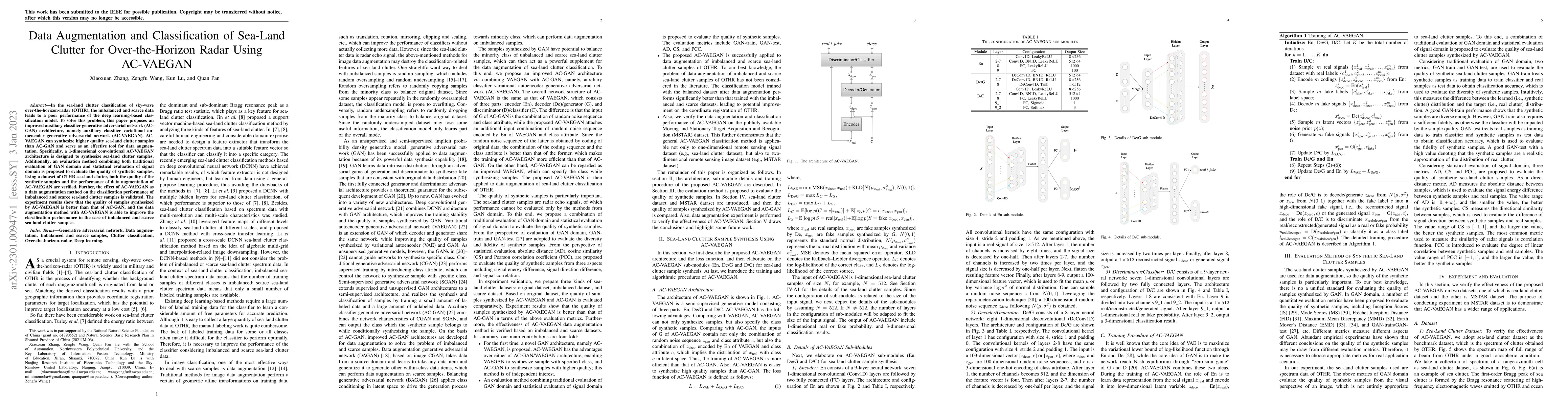 Thumbnail for Data Augmentation and Classification of Sea-Land Clutter for
  Over-the-Horizon Radar Using AC-VAEGAN