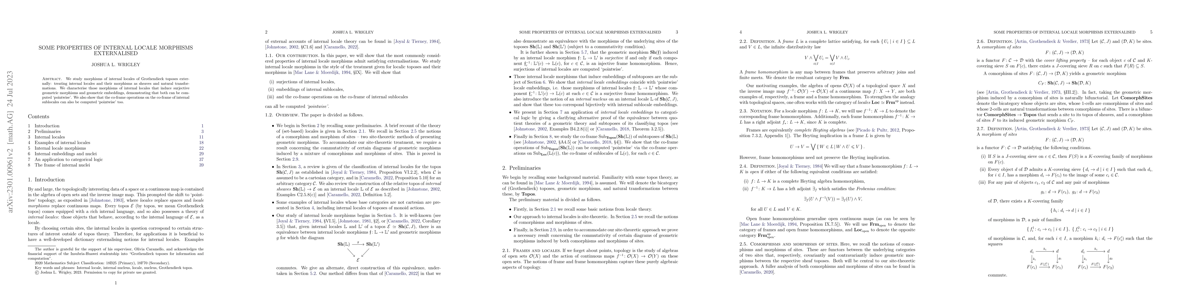 Thumbnail for Some Properties of Internal Locale Morphisms Externalised