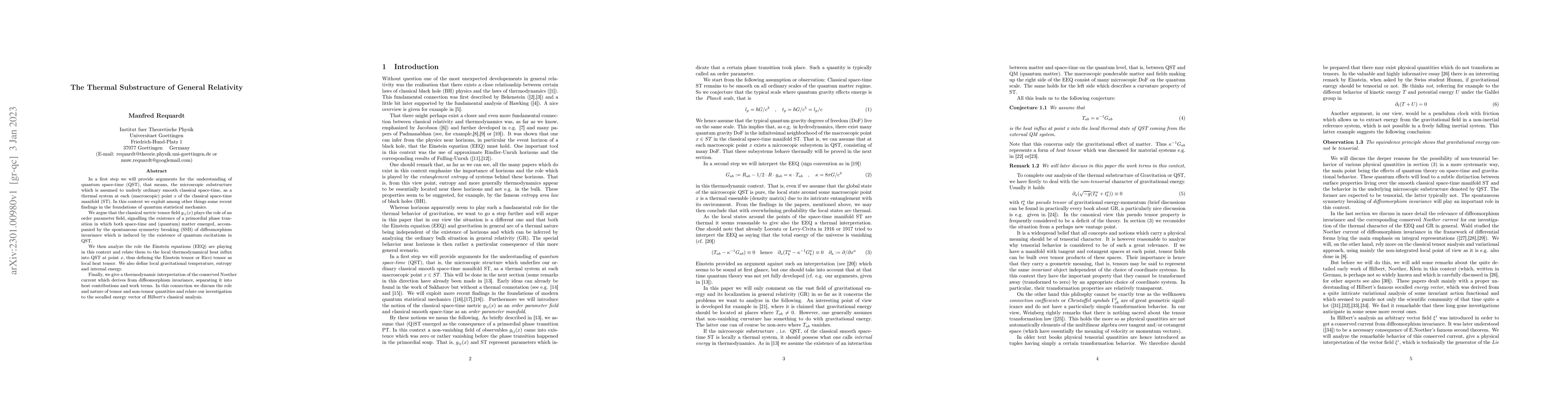 Thumbnail for The Thermal Substructure of General Relativity