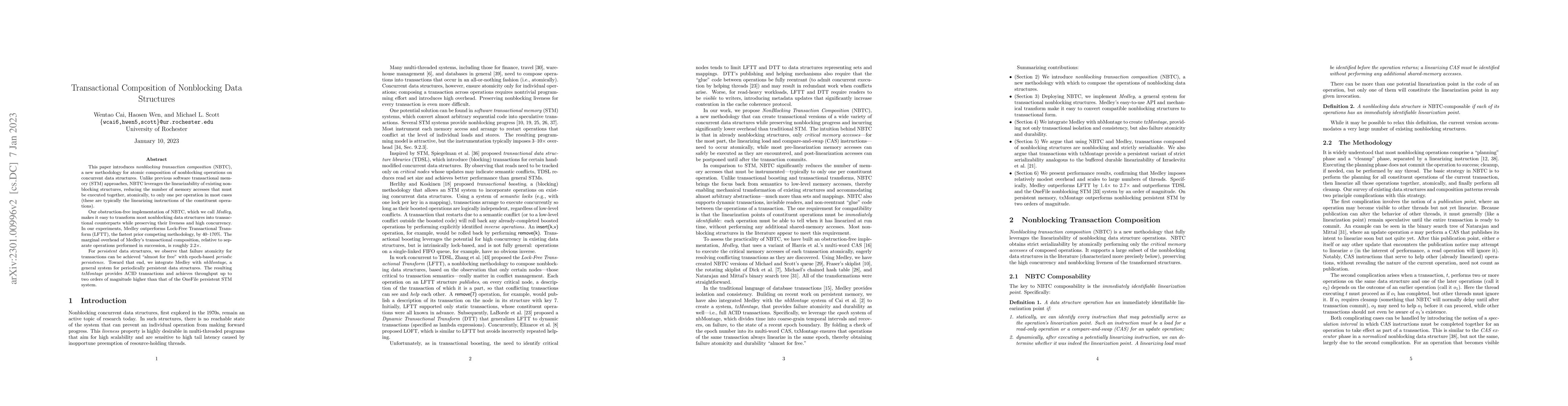 Thumbnail for Transactional Composition of Nonblocking Data Structures