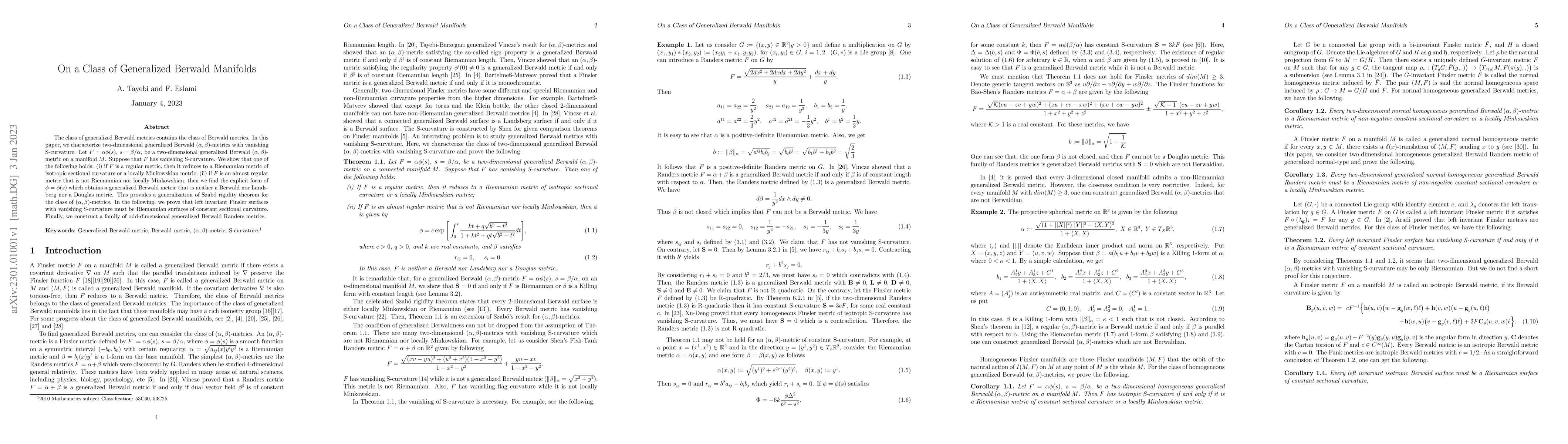 Thumbnail for On a Class of Generalized Berwald Manifolds