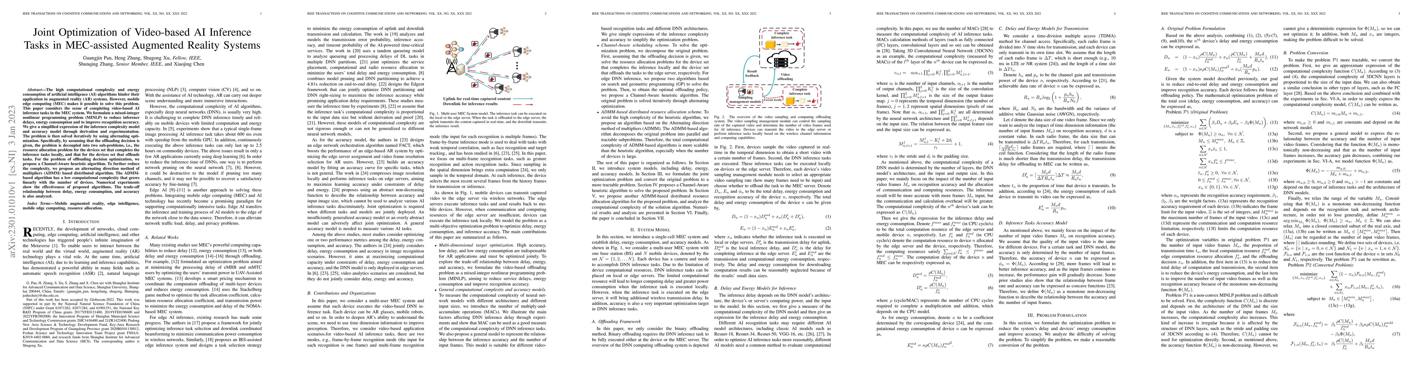 Thumbnail for Joint Optimization of Video-based AI Inference Tasks in MEC-assisted
  Augmented Reality Systems