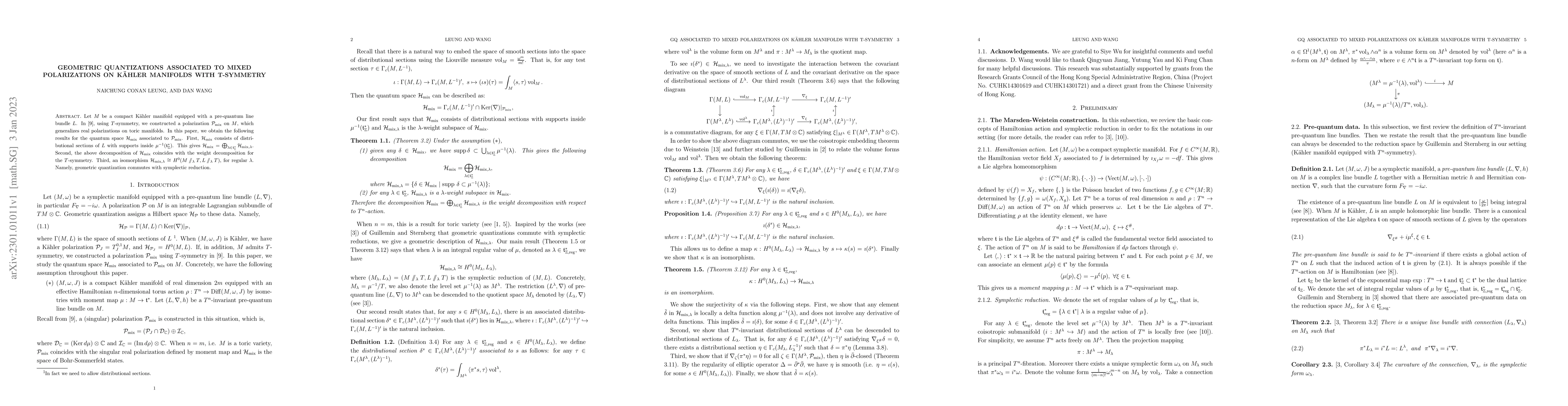 Thumbnail for Geometric quantizations of mixed polarizations on K\"ahler manifolds
  with T-symmetry