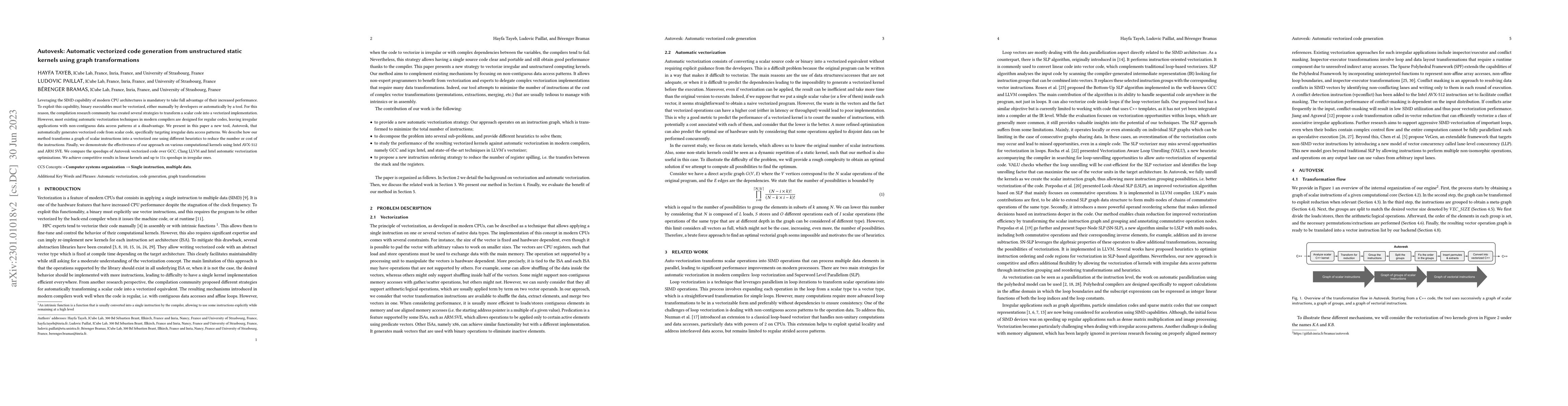 Thumbnail for Autovesk: Automatic vectorized code generation from unstructured static
  kernels using graph transformations