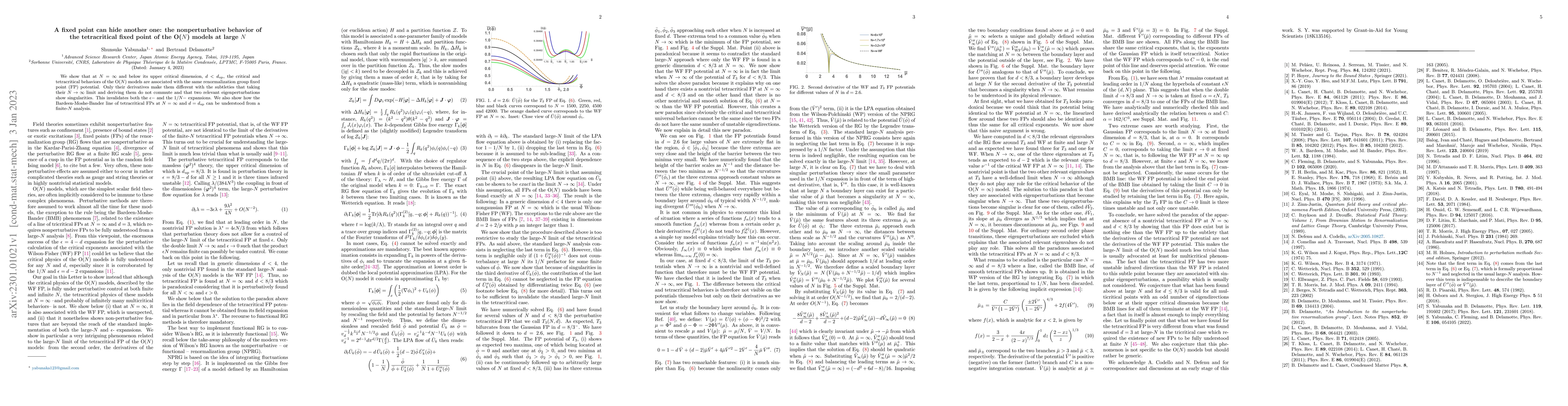 Thumbnail for A fixed point can hide another one: the nonperturbative behavior of the
  tetracritical fixed point of the O($N$) models at large $N$