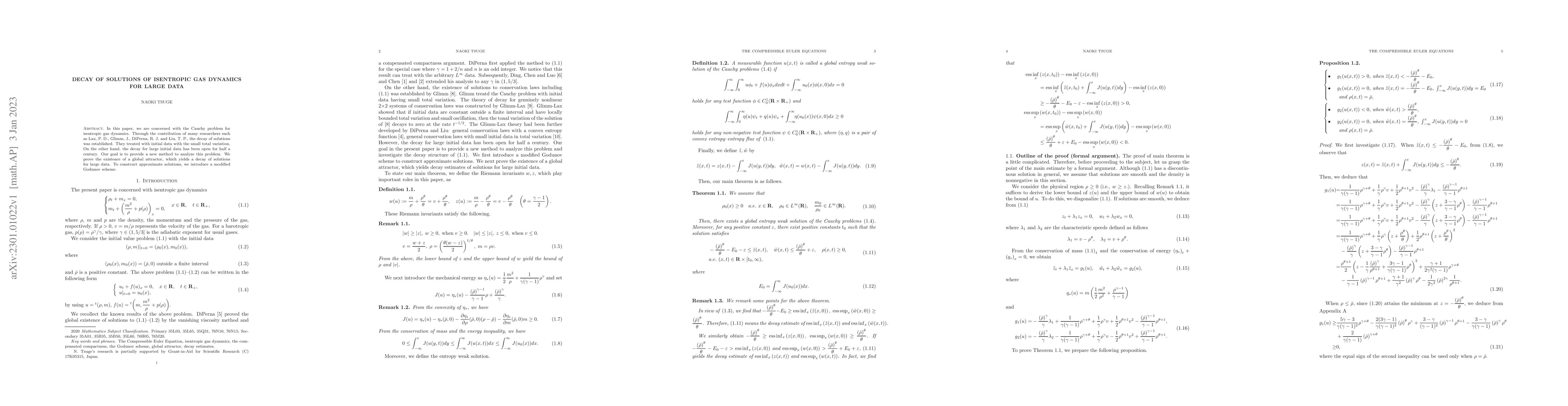 Thumbnail for Decay of solutions of isentropic gas dynamics for large data