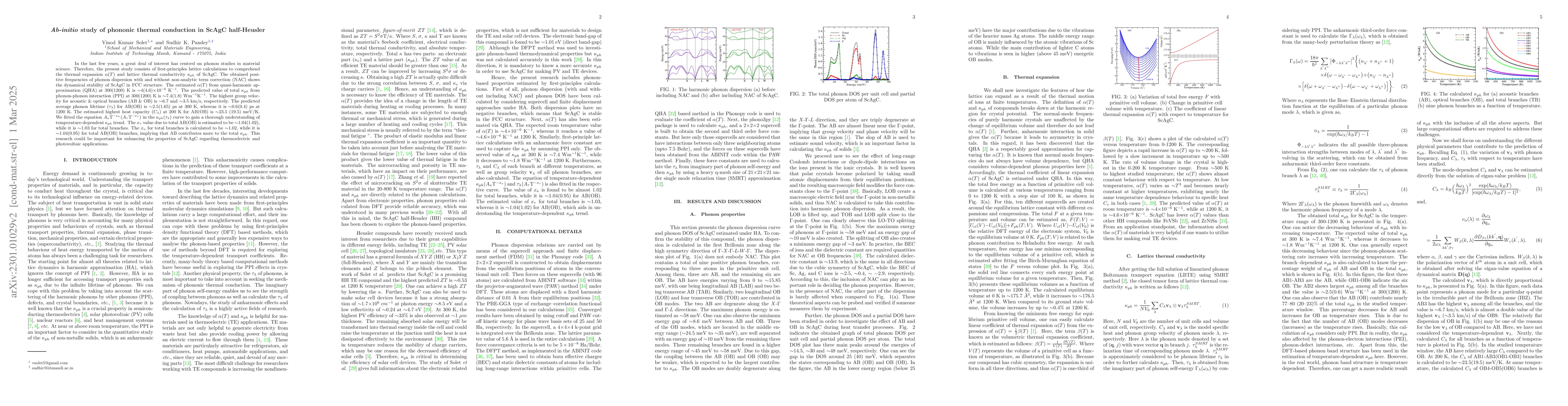 Thumbnail for Ab-initio study of phononic thermal conduction in ScAgC half-Heusler