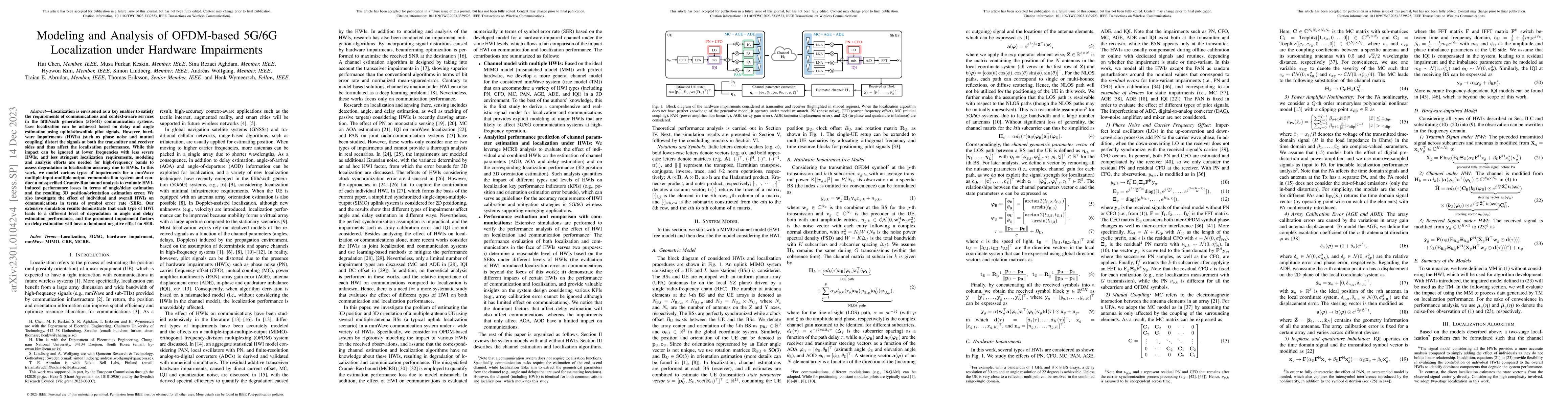 Thumbnail for Modeling and Analysis of OFDM-based 5G/6G Localization under Hardware
  Impairments