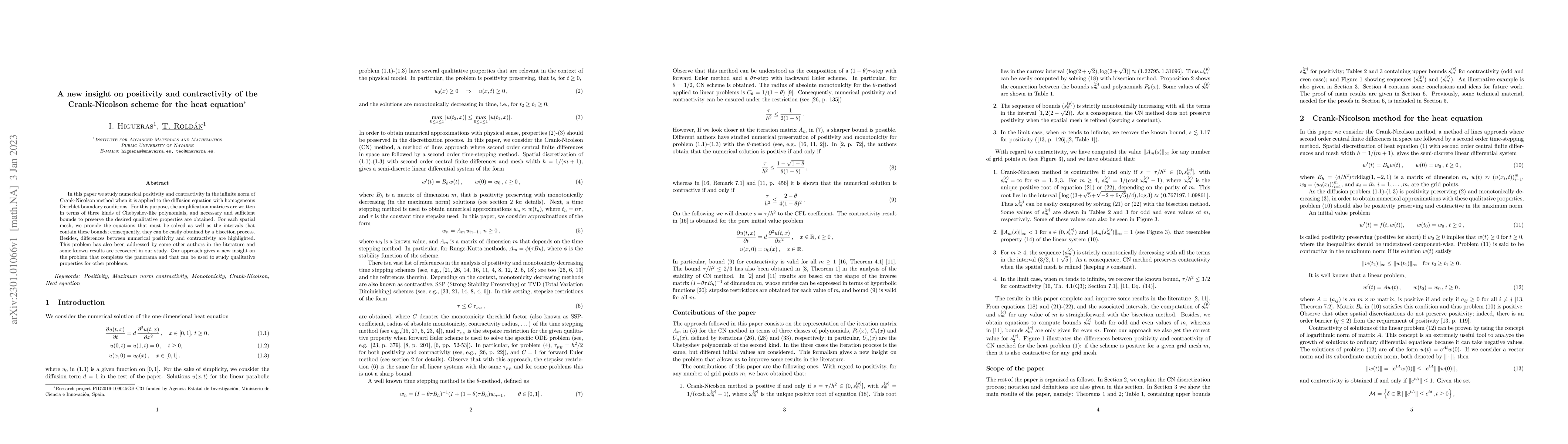 Thumbnail for A new insight on positivity and contractivity of the Crank-Nicolson
  scheme for the heat equation
