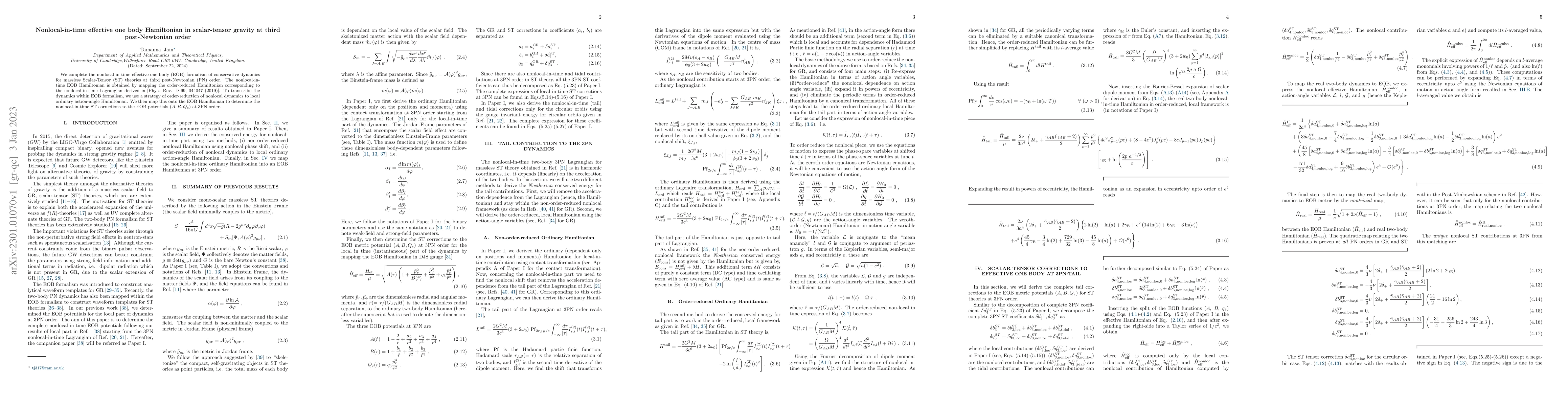 Thumbnail for Nonlocal-in-time effective one body Hamiltonian in scalar-tensor gravity
  at third post-Newtonian order