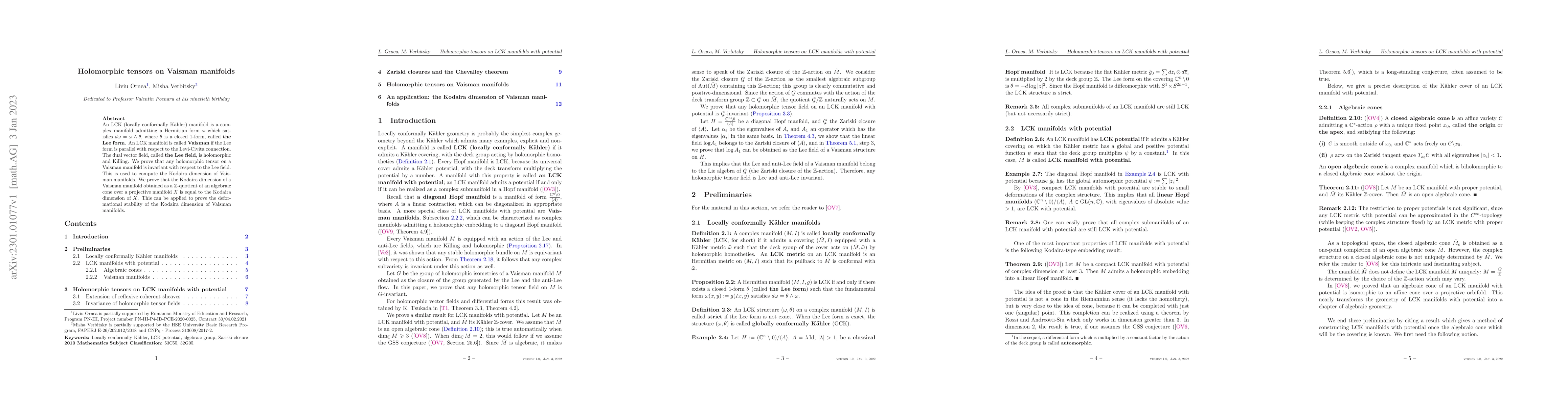 Thumbnail for Holomorphic tensors on Vaisman manifolds