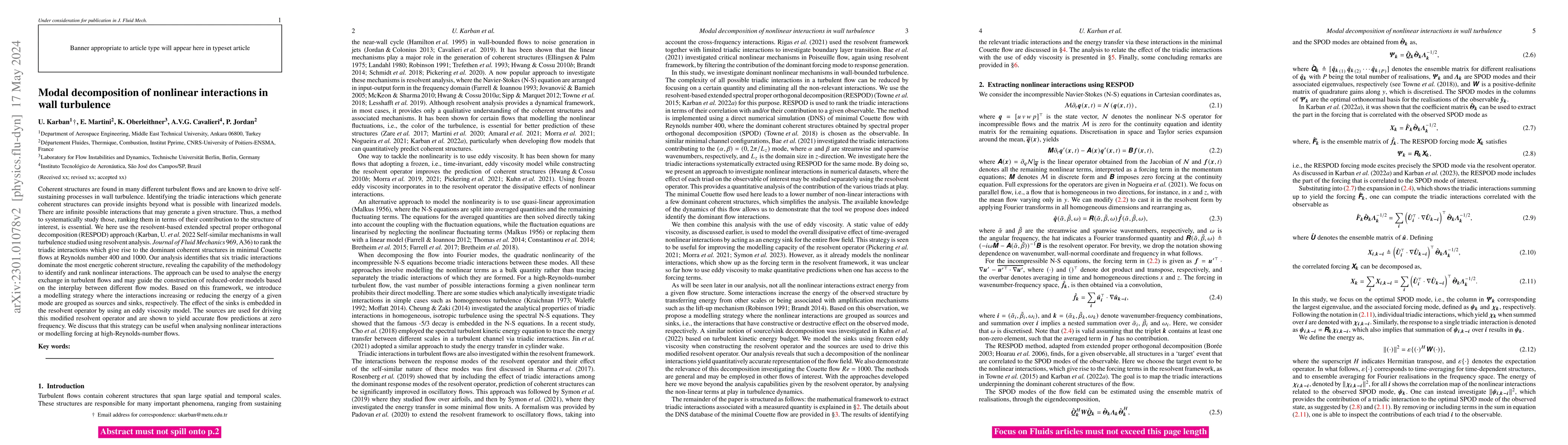 Thumbnail for Modal decomposition of nonlinear interactions in wall turbulence
