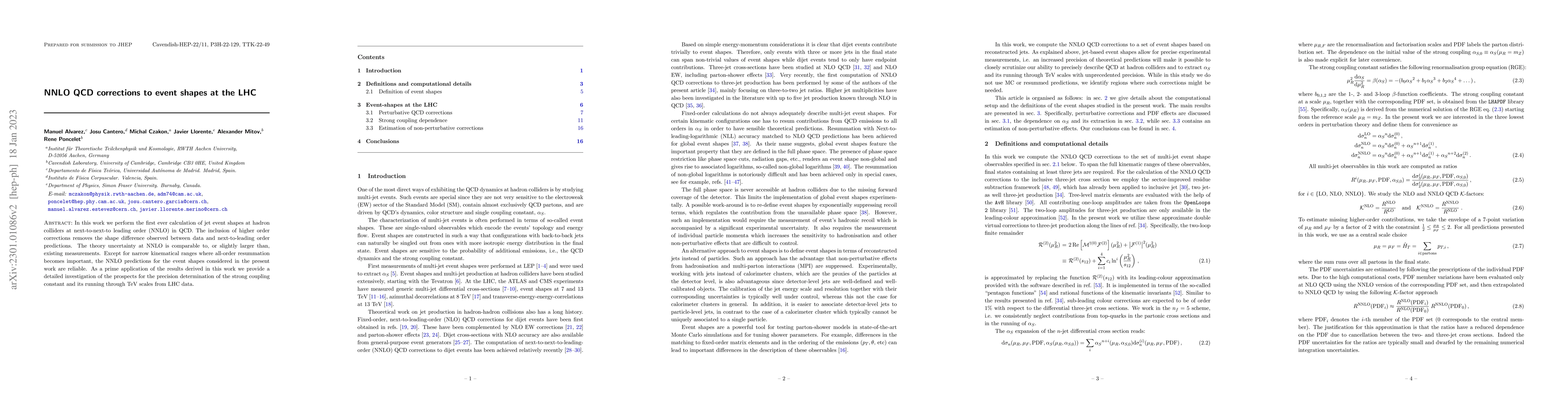 Thumbnail for NNLO QCD corrections to event shapes at the LHC