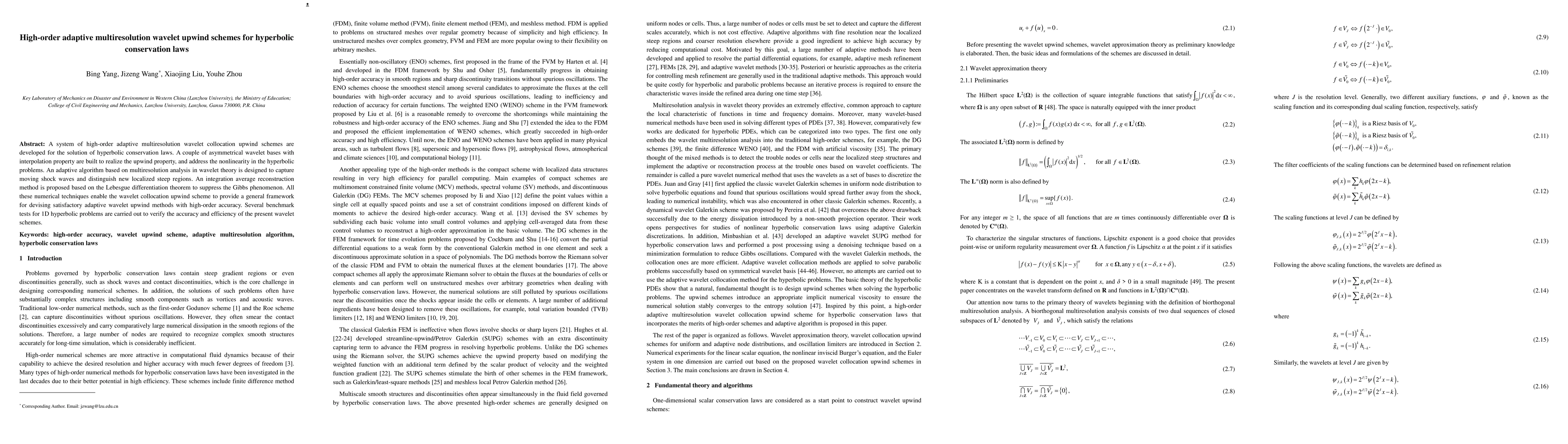 Thumbnail for High-order adaptive multiresolution wavelet upwind schemes for
  hyperbolic conservation laws