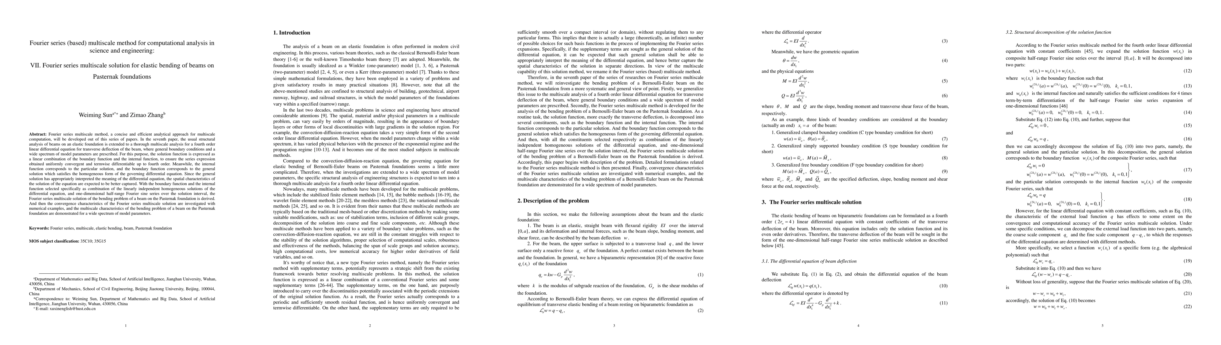 Thumbnail for Fourier series (based) multiscale method for computational analysis in
  science and engineering: VII. Fourier series multiscale solution for elastic
  bending of beams on Pasternak foundations