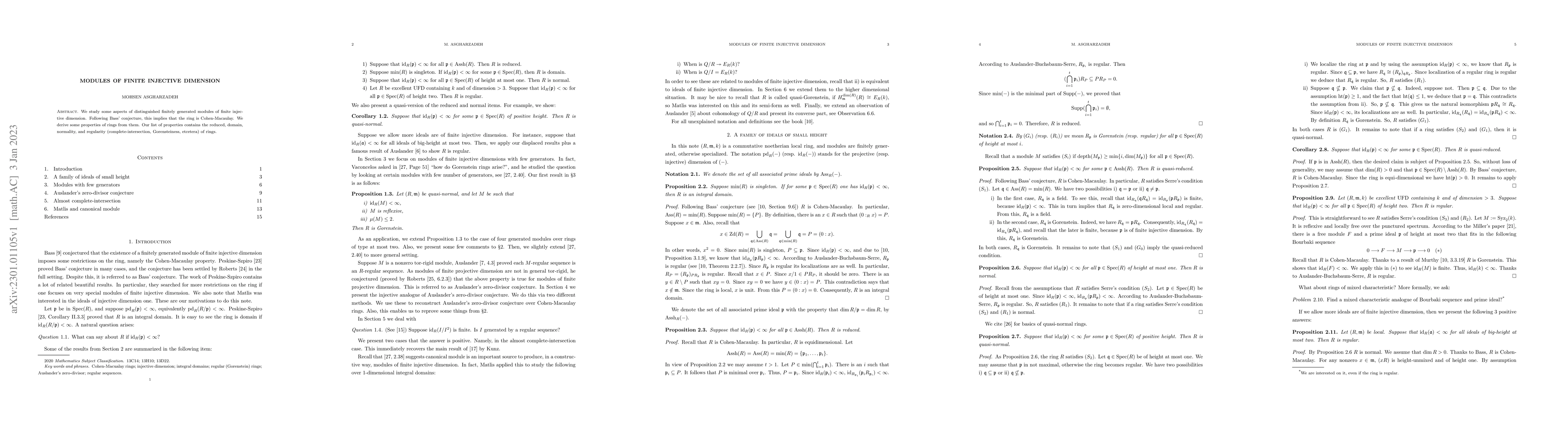 Thumbnail for Modules of finite injective dimension