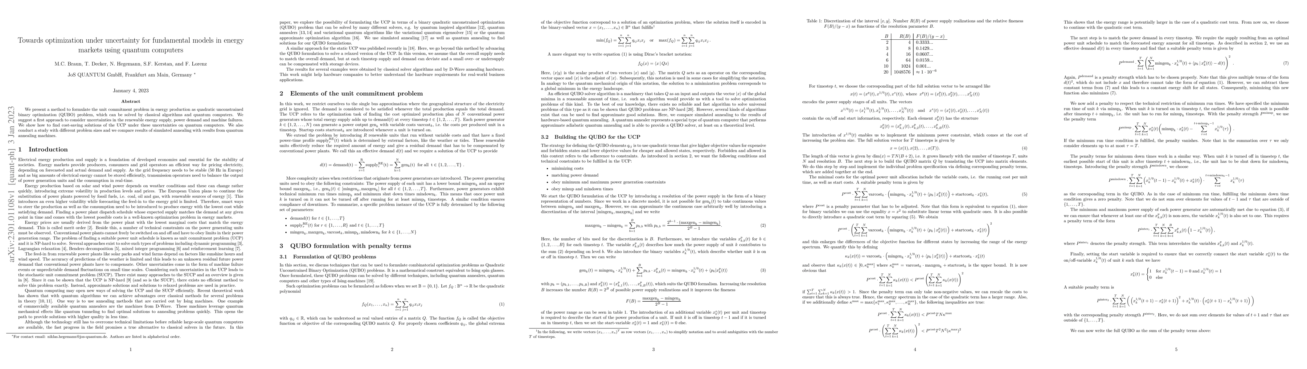 Thumbnail for Towards optimization under uncertainty for fundamental models in energy
  markets using quantum computers