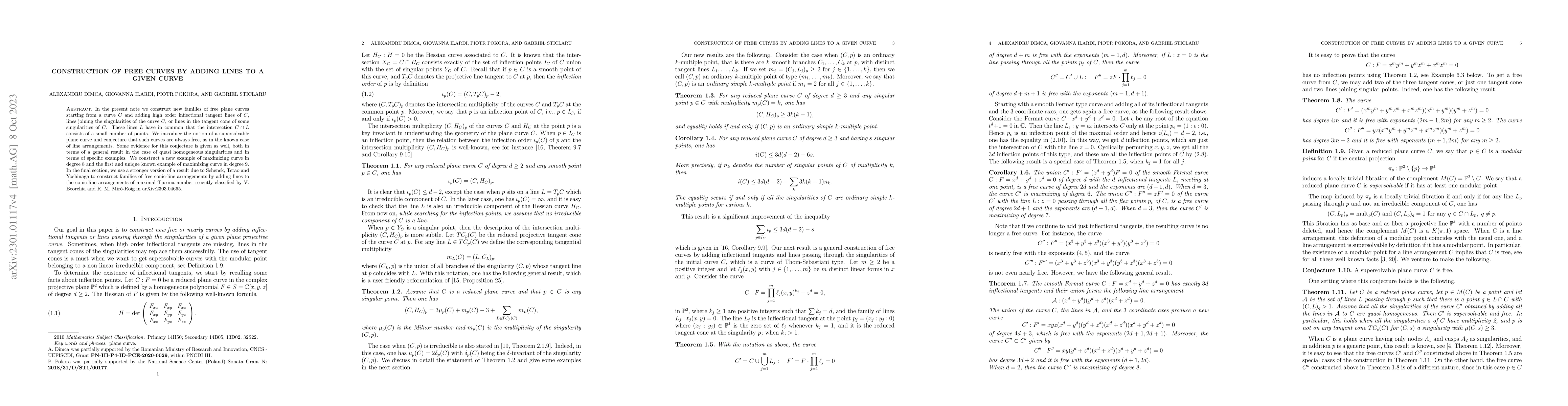 Thumbnail for Construction of free curves by adding lines to a given curve