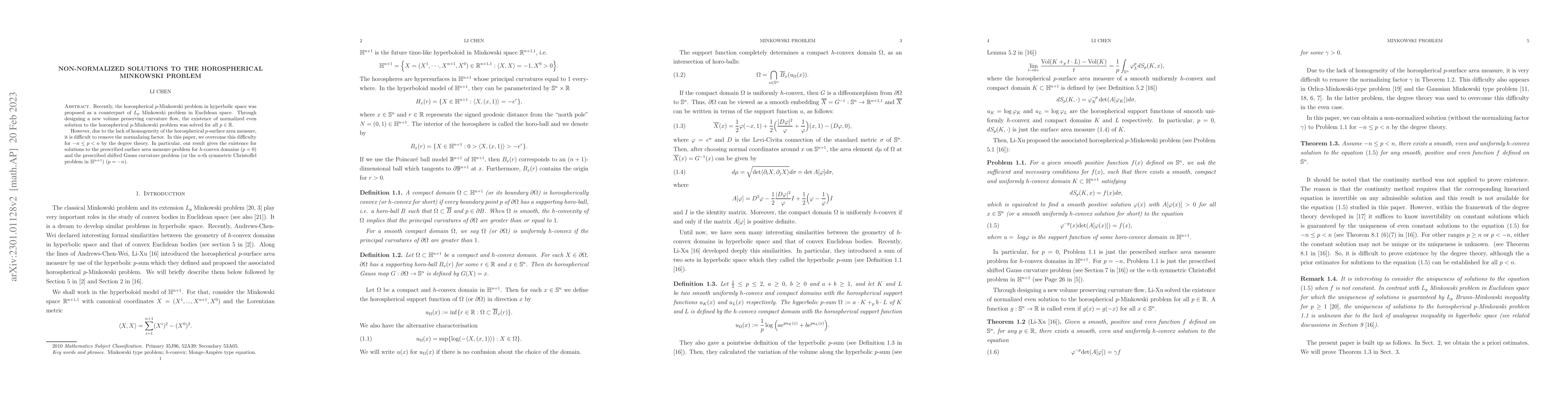 Thumbnail for Non-normalized solutions to the horospherical Minkowski problem