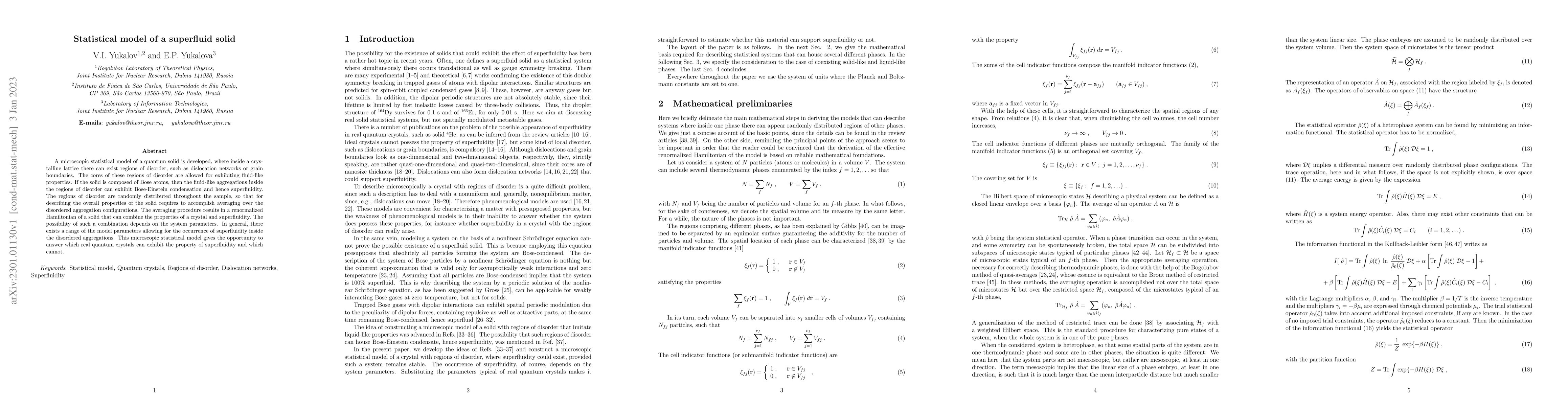 Thumbnail for Statistical model of a superfluid solid