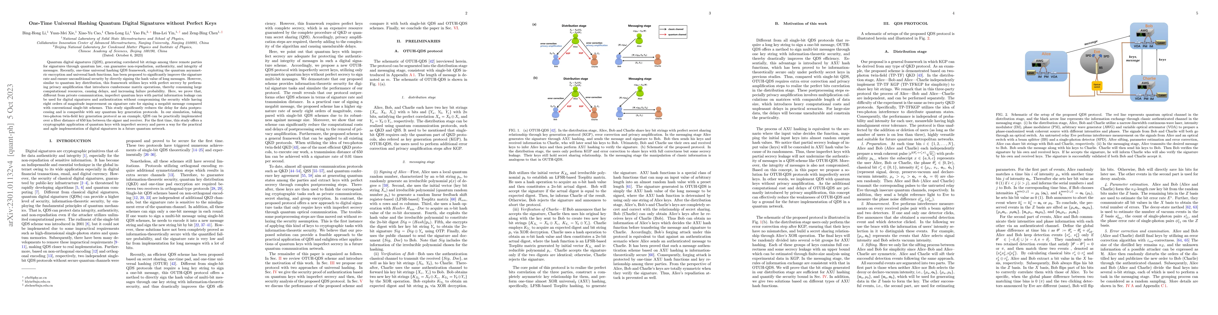 Thumbnail for One-Time Universal Hashing Quantum Digital Signatures without Perfect
  Keys