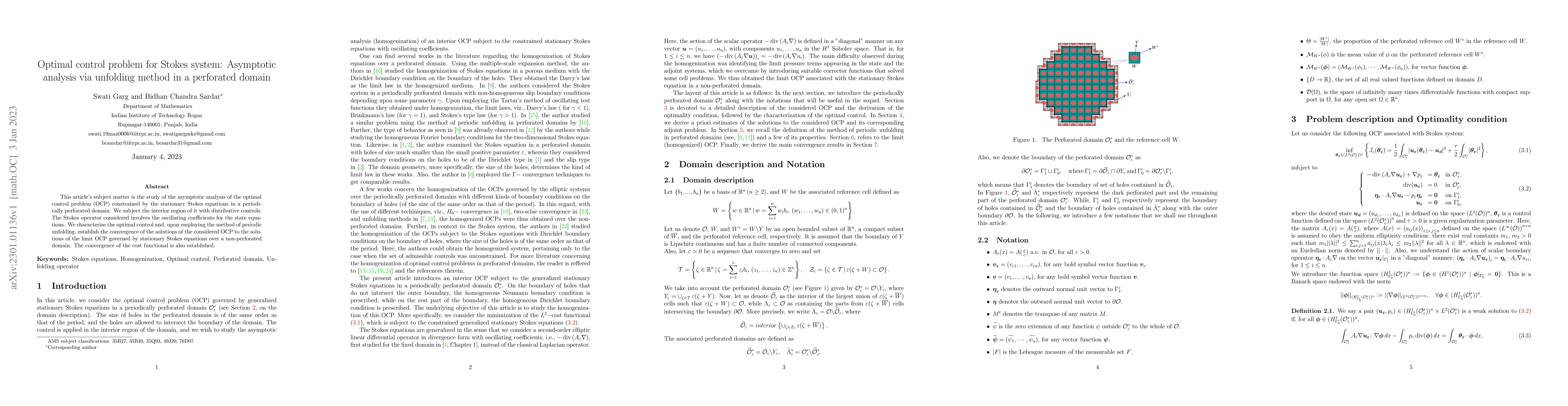 Thumbnail for Optimal control problem for Stokes system: Asymptotic analysis via
  unfolding method in a perforated domain