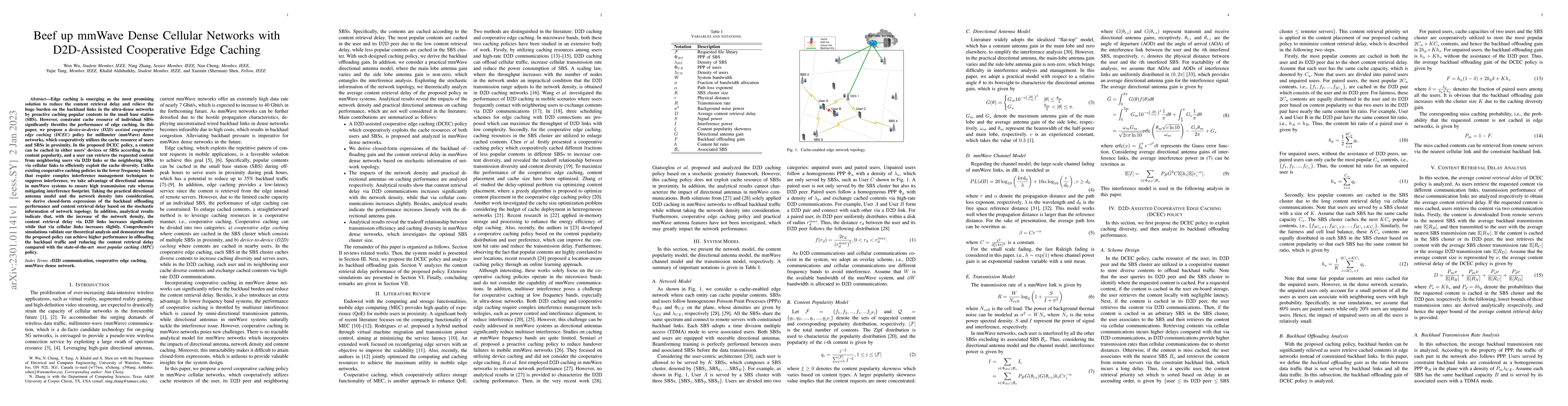 Thumbnail for Beef up mmWave Dense Cellular Networks with D2D-Assisted Cooperative
  Edge Caching