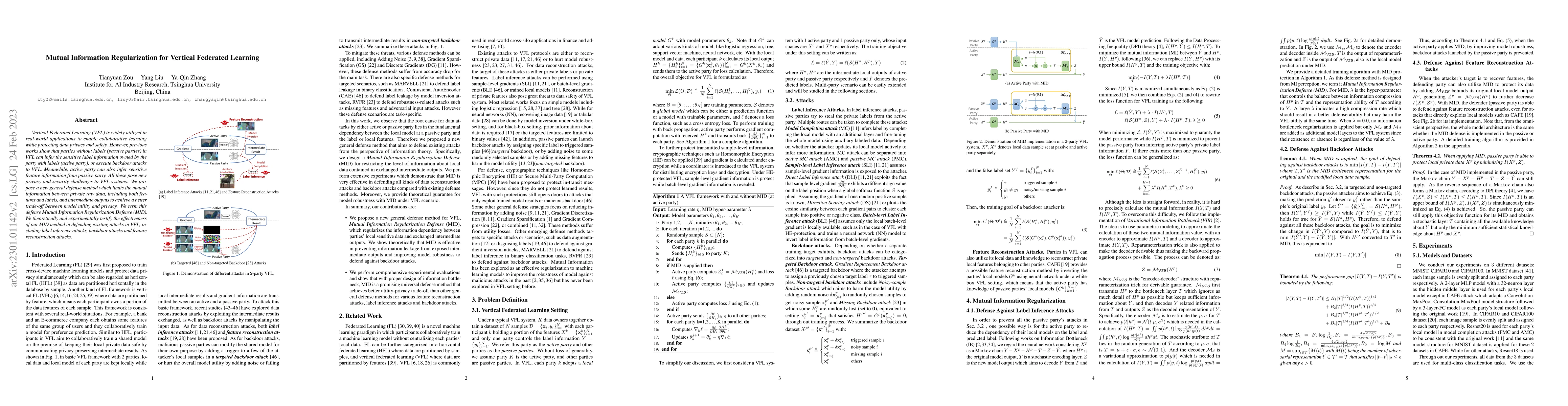 Thumbnail for Mutual Information Regularization for Vertical Federated Learning