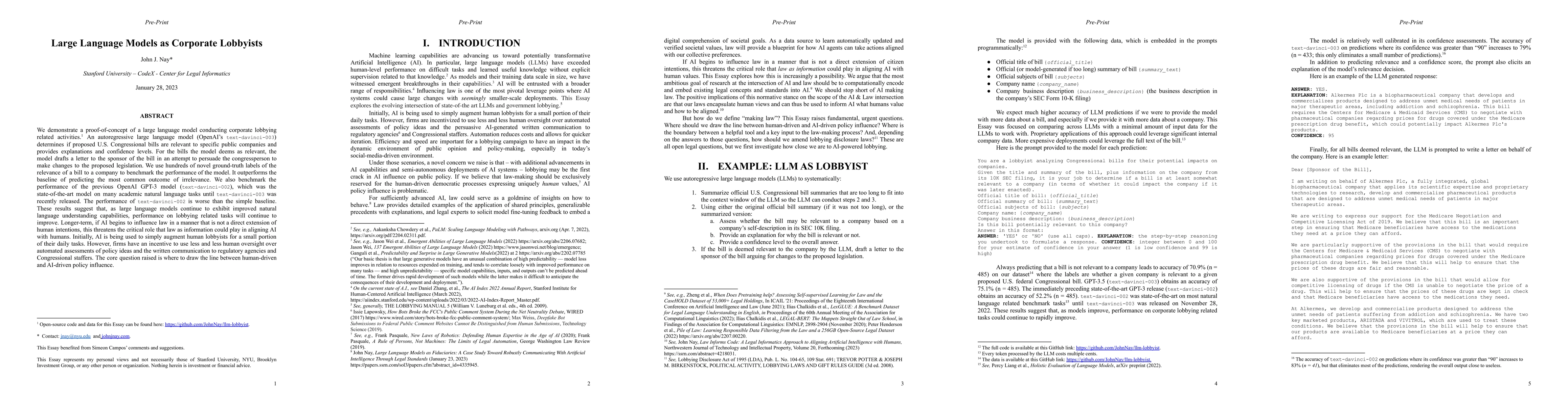 Thumbnail for Large Language Models as Corporate Lobbyists