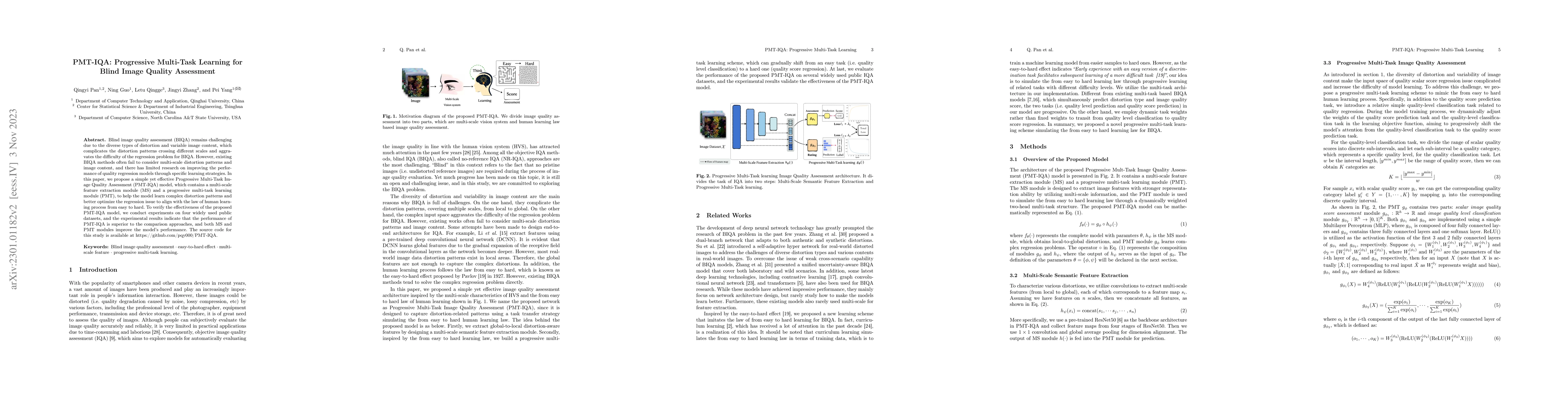 Thumbnail for PMT-IQA: Progressive Multi-task Learning for Blind Image Quality
  Assessment