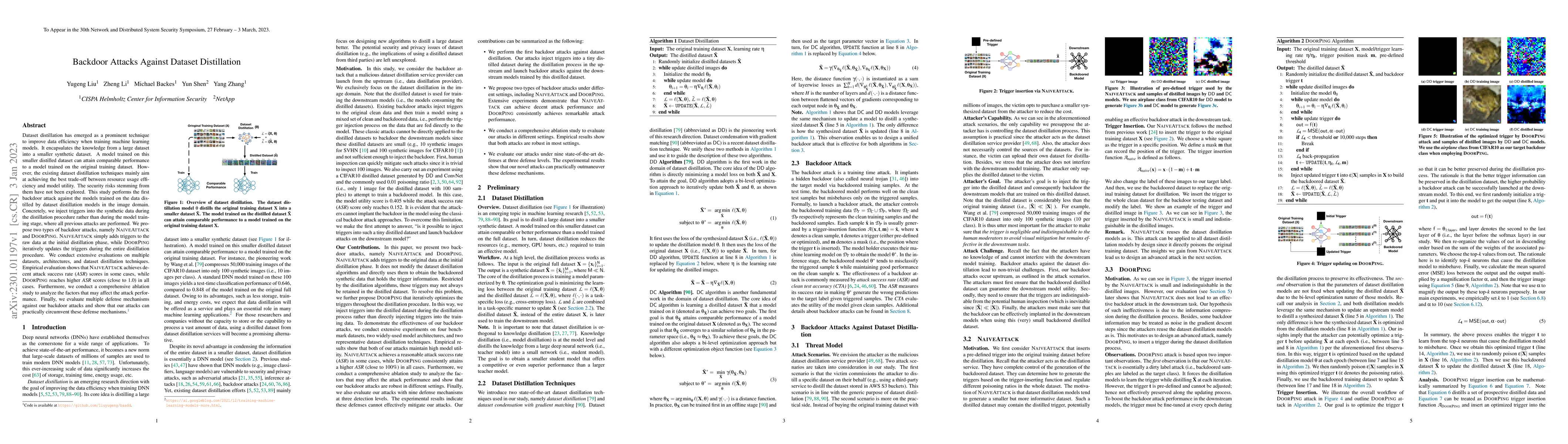 Thumbnail for Backdoor Attacks Against Dataset Distillation