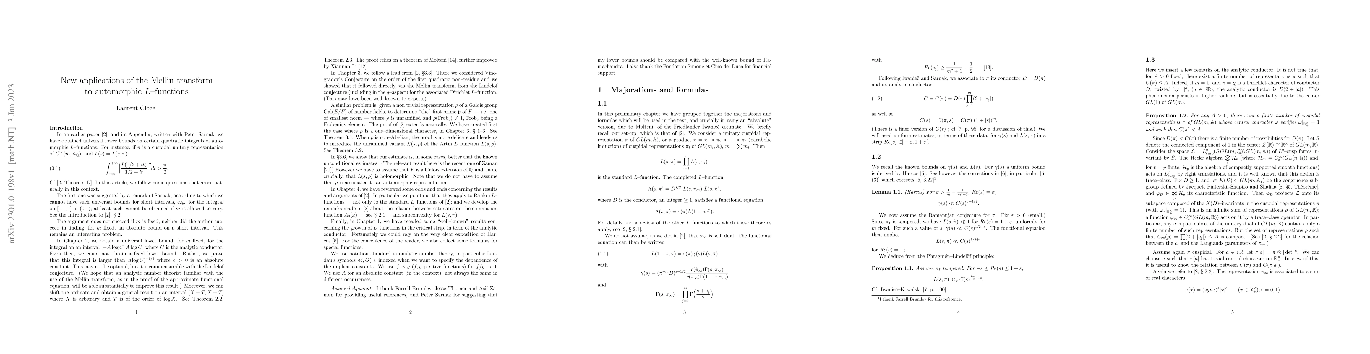 Thumbnail for New applications of the Mellin transform to automorphic L-fuctions