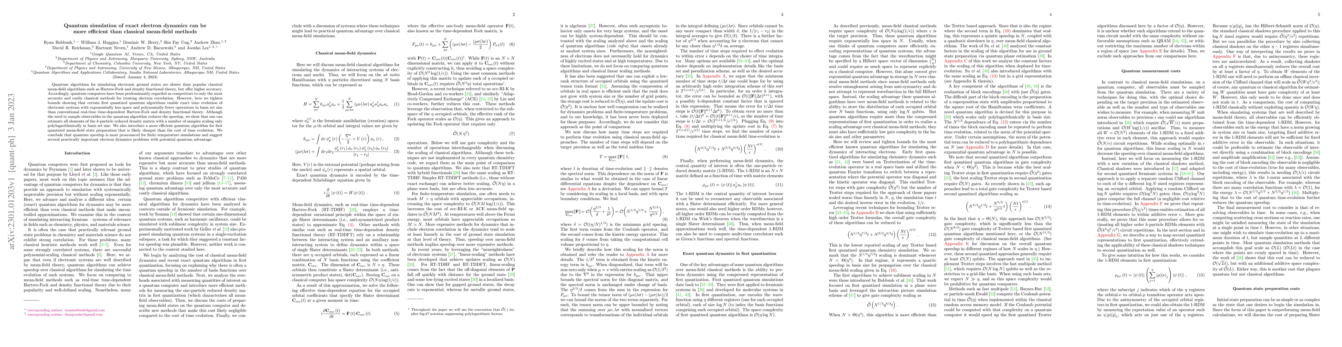 Thumbnail for Quantum simulation of exact electron dynamics can be more efficient than
  classical mean-field methods