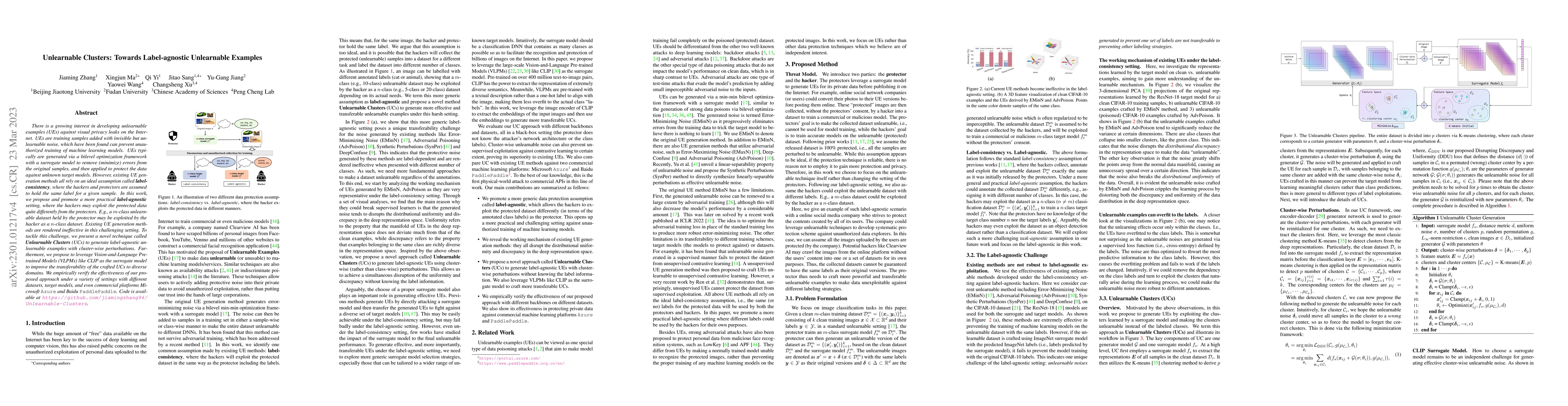Thumbnail for Unlearnable Clusters: Towards Label-agnostic Unlearnable Examples