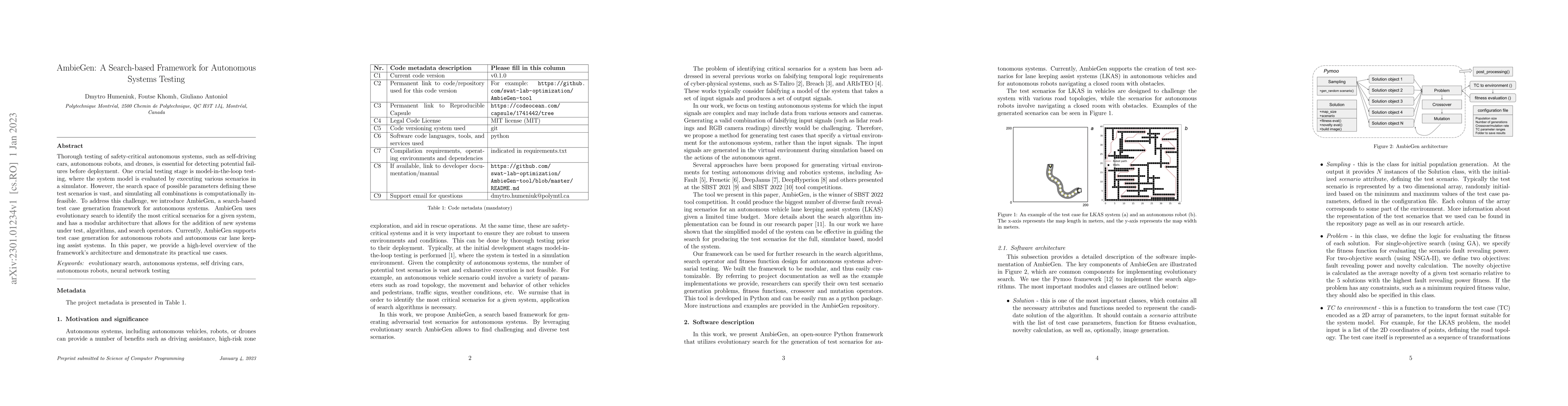 Thumbnail for AmbieGen: A Search-based Framework for Autonomous Systems Testing