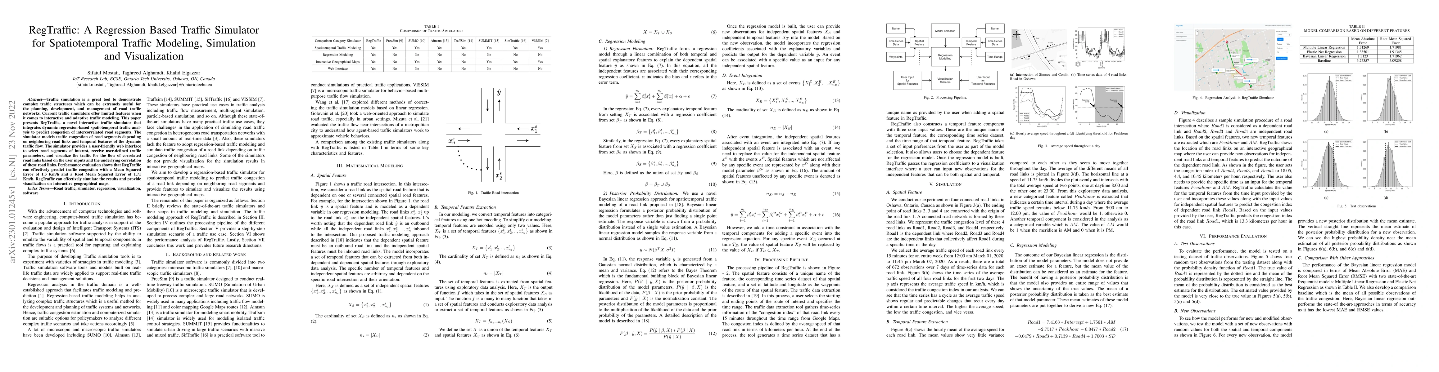 Thumbnail for RegTraffic: A Regression Based Traffic Simulator for Spatiotemporal
  Traffic Modeling, Simulation and Visualization
