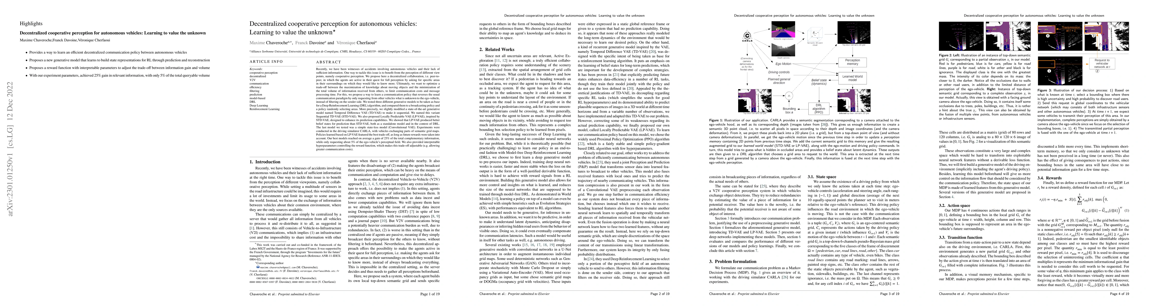Thumbnail for Decentralized cooperative perception for autonomous vehicles: Learning
  to value the unknown
