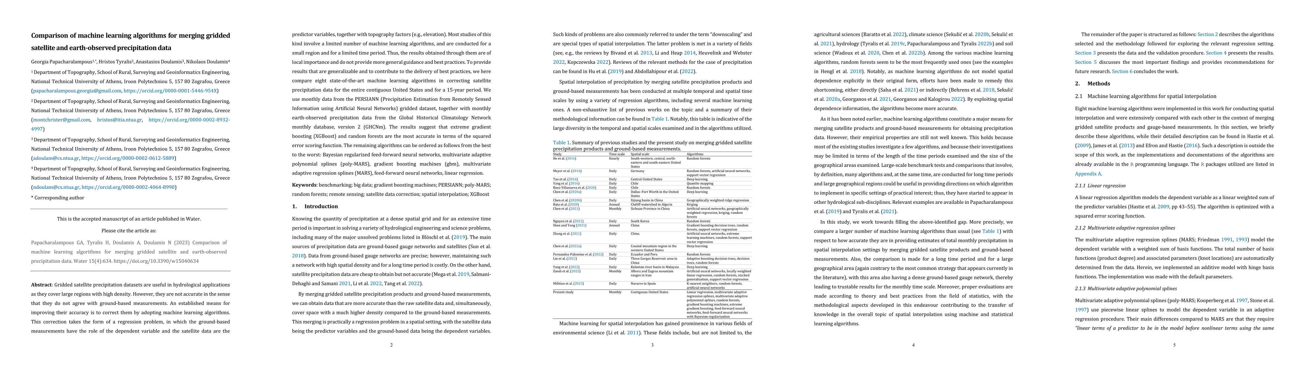 Thumbnail for Comparison of machine learning algorithms for merging gridded satellite
  and earth-observed precipitation data