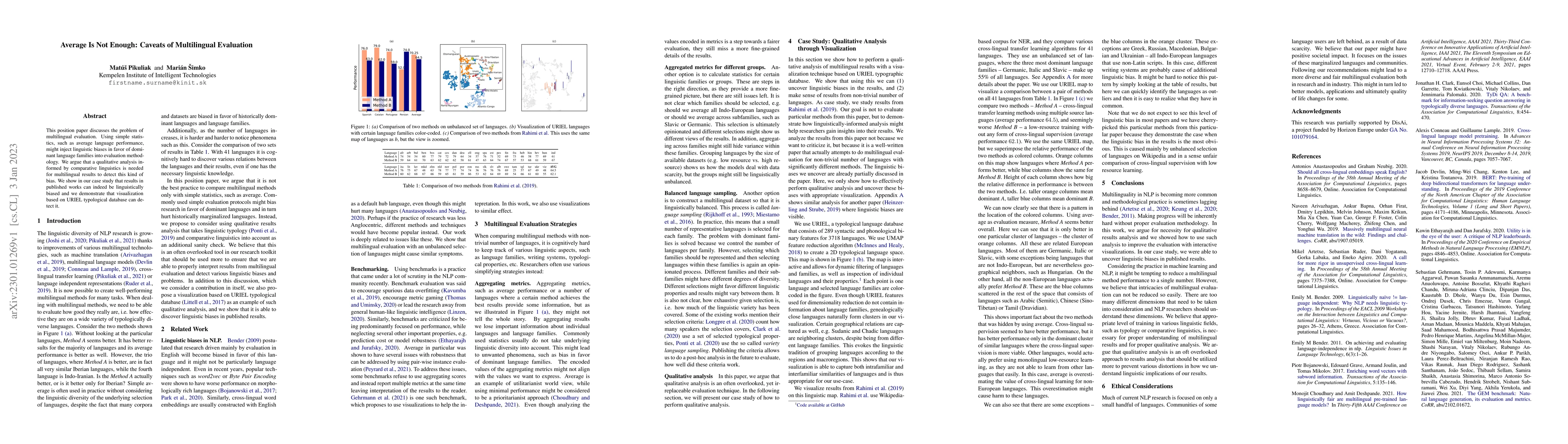 Thumbnail for Average Is Not Enough: Caveats of Multilingual Evaluation