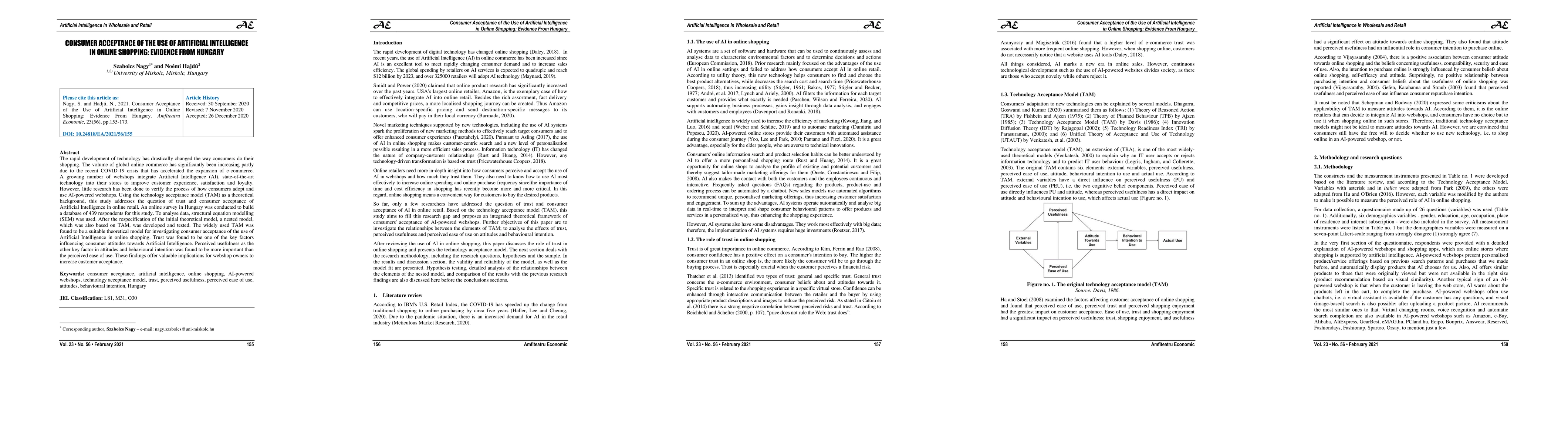 Thumbnail for Consumer acceptance of the use of artificial intelligence in online
  shopping: evidence from Hungary