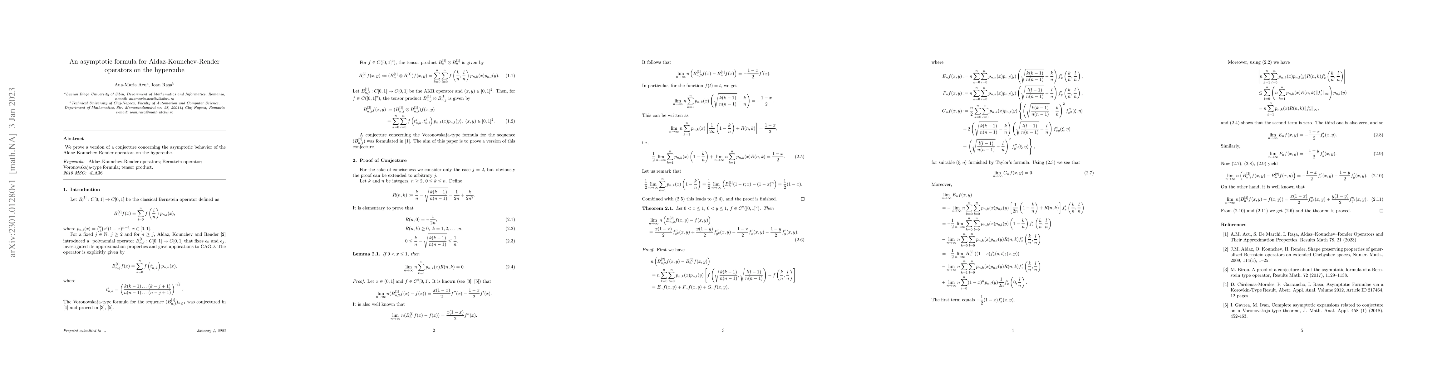 Thumbnail for An asymptotic formula for Aldaz-Kounchev-Render operators on the
  hypercube