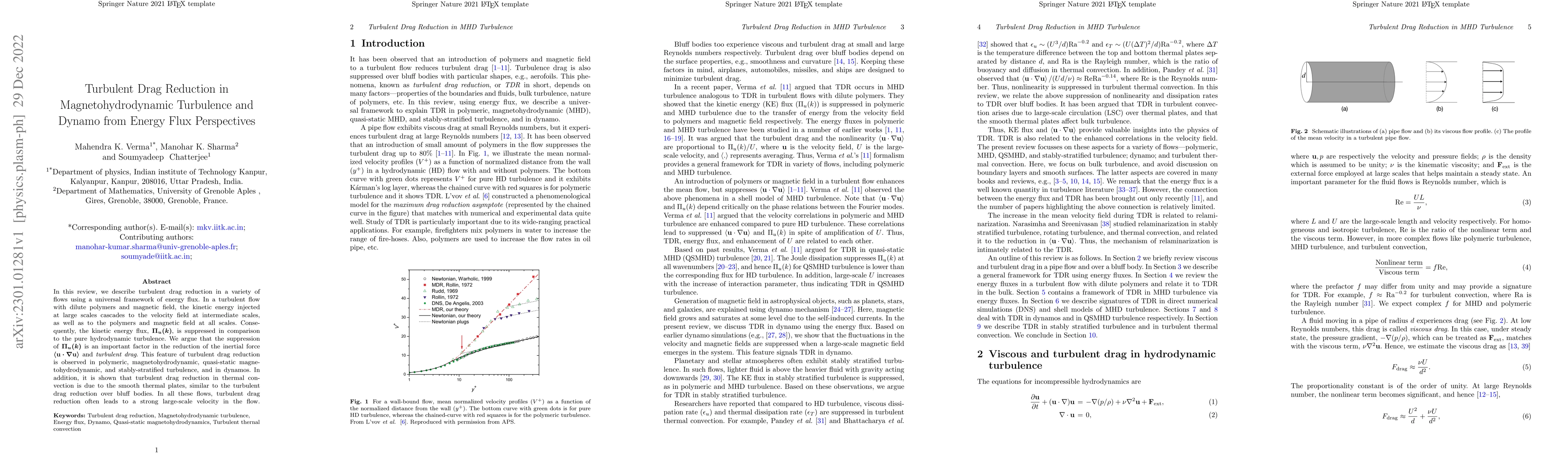Thumbnail for Turbulent Drag Reduction in Magnetohydrodynamic Turbulence and Dynamo
  from Energy Flux Perspectives