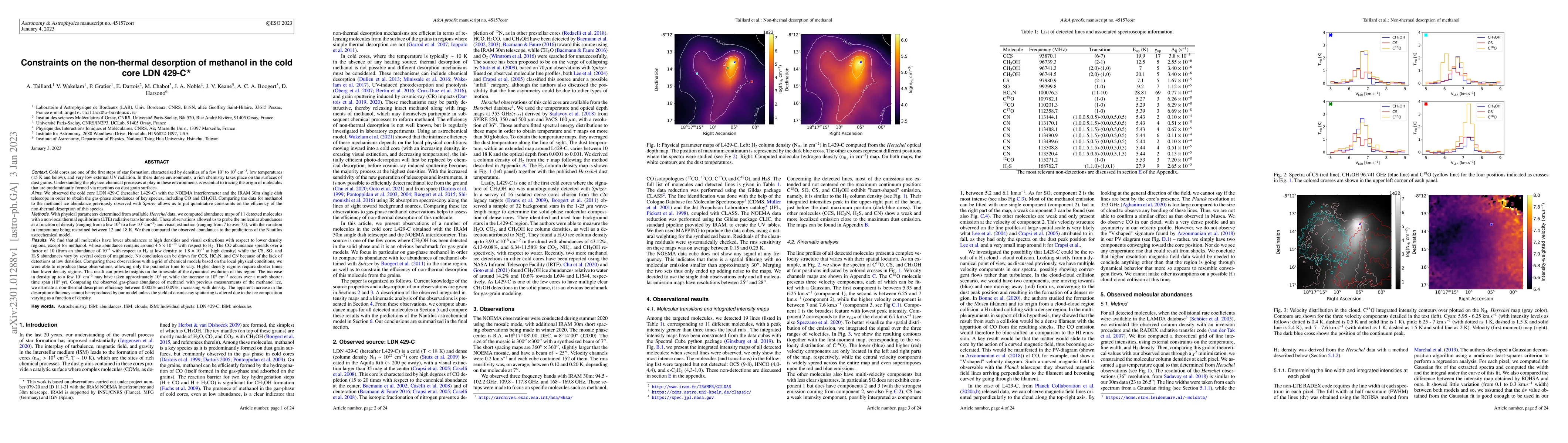 Thumbnail for Constraints on the non-thermal desorption of methanol in the cold core
  LDN 429-C