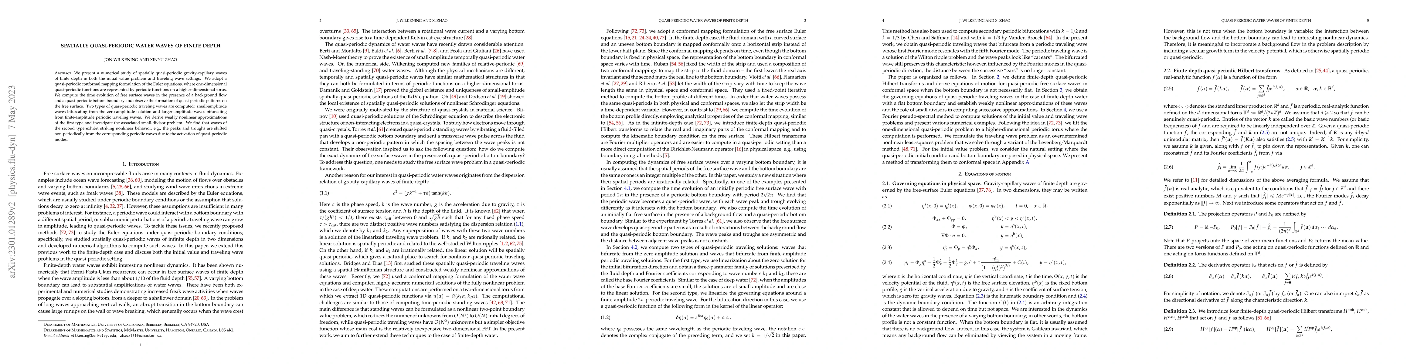 Thumbnail for Spatially quasi-periodic water waves of finite depth