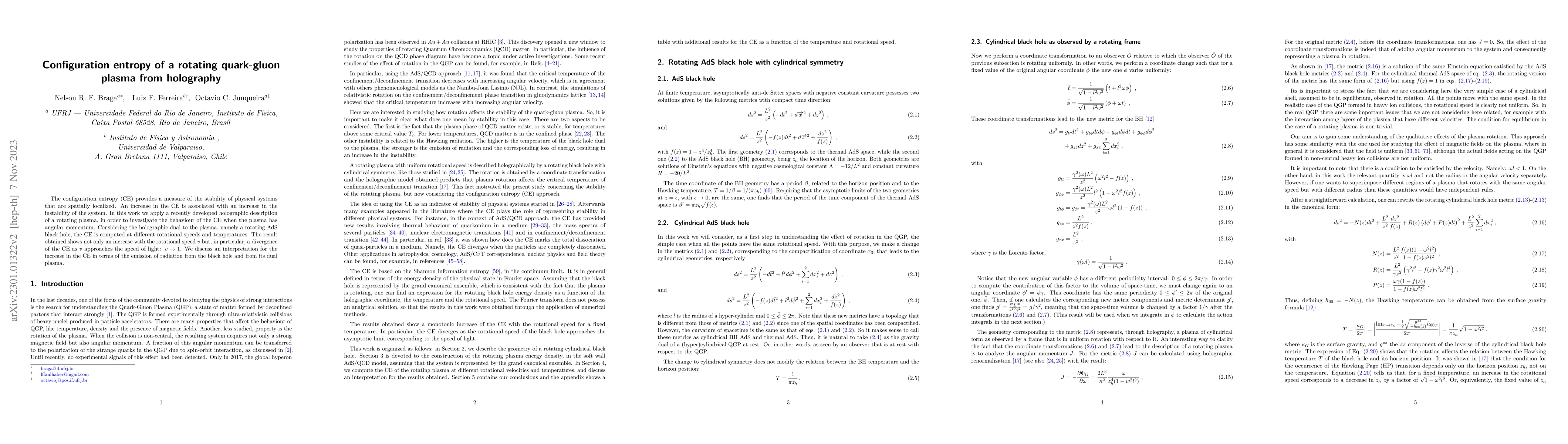 Thumbnail for Configuration entropy of a rotating quark-gluon plasma from holography