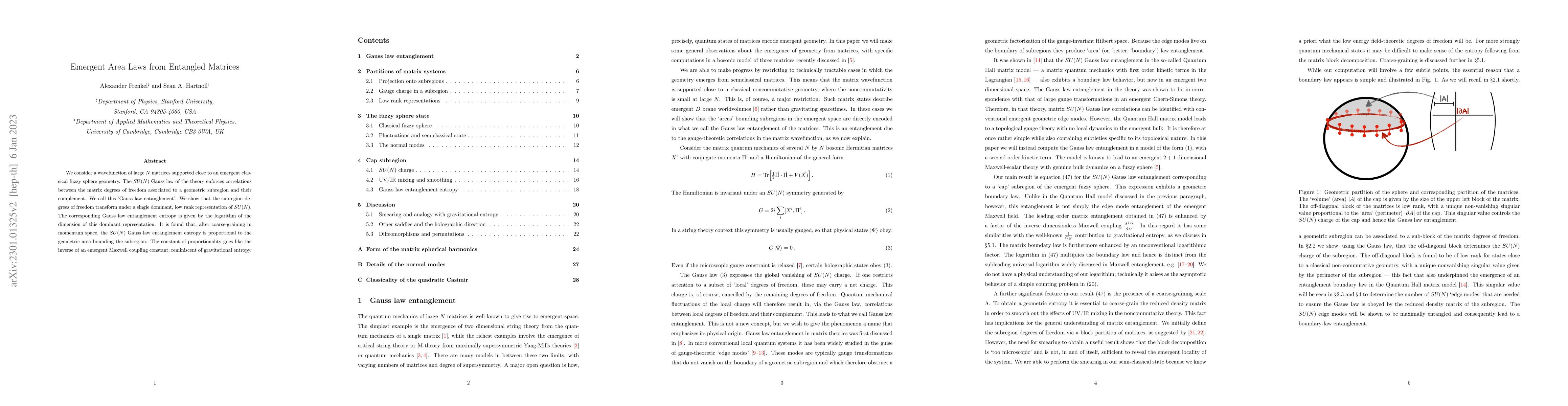 Thumbnail for Emergent Area Laws from Entangled Matrices